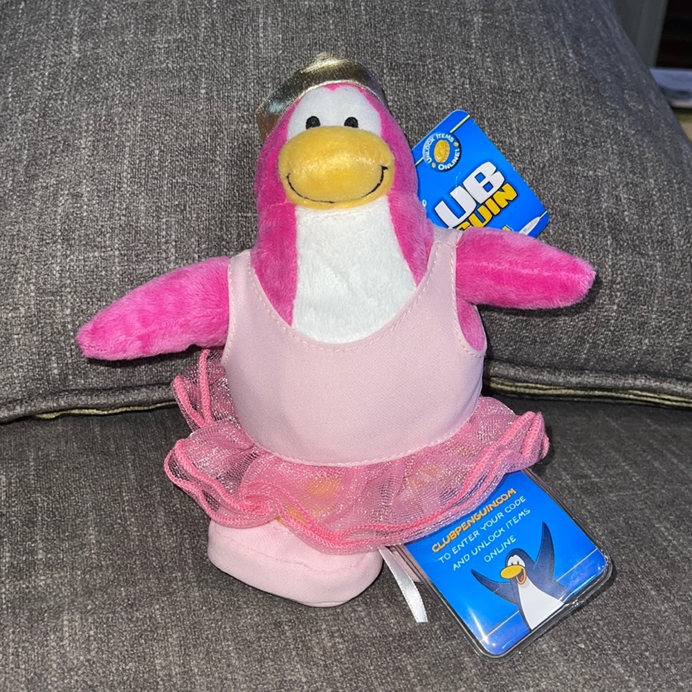 PRICE DROP!  Club Penguin Series 2 Ballerina w/Used Coin pink iridescent Plush